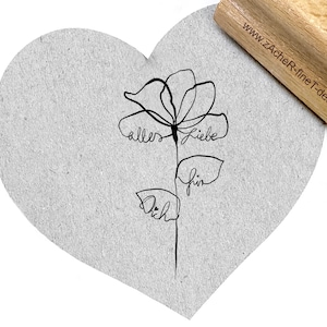 Stempel BLUME Alles LIEBE für DICH - Motivstempel, für Karten, Geburtstag, Valentinstag, Muttertag, Anhänger, Geschenk, Scrapbook