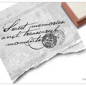 Stempel Textstempel Vintage Écriture VI, alte Handschrift mit Poststempel - Schriftstempel, Scrapbook, Artjournal, Kunst, Deko, Shabby chic