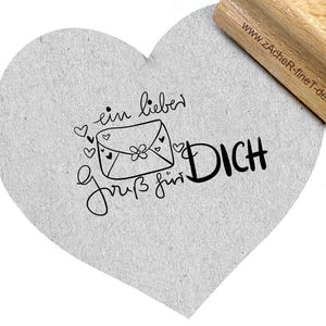 Tampon Une jolie salutation pour vous - tampon texte/motif en écriture manuscrite, lettre avec cœur, cartes, lettres, étiquettes, tags, cadeaux, décorations