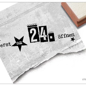 Stempel Kerststempel Alleen open op de 24e - tekststempel voor Kerstmis, voor kaarten en cadeaukaartjes, inpakpapier, kerstversiering