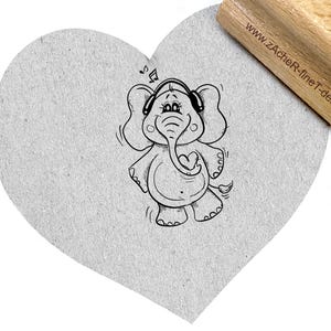 Stempel Der MUSIKALISCHE ELEFANT - Motivstempel, Kinderstempel, für Servietten, Karten, Anhänger, Tischdeko, Scrapbook