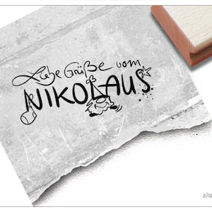 Stempel Groeten van de Kerstman - Tekststempel met elf, kabouter - Stempel van de Kerstman voor cadeaulabels, knutselen, decoratie van de Kerstman, plakboek