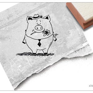 Timbro animale maiale, maiale fortunato - portafortuna per il nuovo anno, per biglietti, etichette regalo, timbro per bambini per asili nido, lavoretti, decorazioni