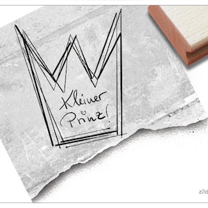 Sello Principito - sello de texto con corona para niños, regalo de nacimiento o bautismo, cumpleaños, anuncio de nacimiento, álbum de recortes y decoración