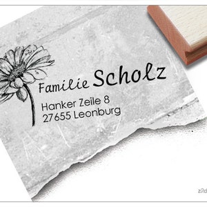 Address stamp personalized FLOWER III - address stamp, family stamp, wooden stamp or automatic stamp individualized, gift
