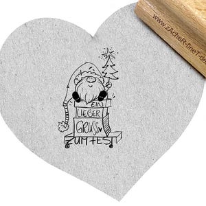 Tampon de Noël gnome Une jolie salutation pour les fêtes - en écriture manuscrite, tampon texte pour Noël, étiquettes cadeaux, cartes, décoration