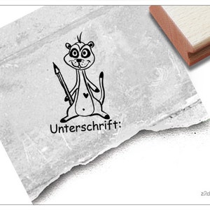 Stempel Lehrerstempel Erdmännchen, Unterschrift: - Stempel für Lehrer, Lob zur Motivation der Kinder, Belohnung, Belobigung, Schulstempel