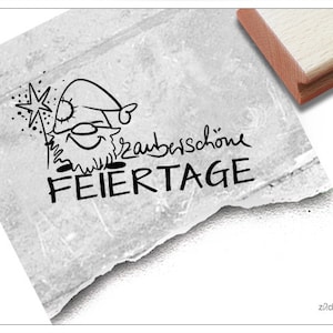 Stempel Magische Feestdagen met Kerstkabouter - Kerststempel met kabouter, elf - voor kerstkaarten, brieven, decoratie, plakboek