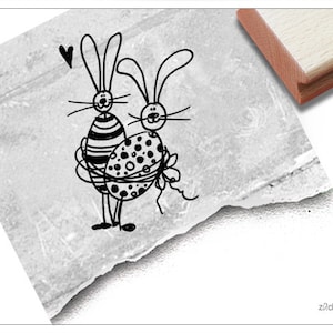 Stempel Osterstempel OSTERHASEN mit Herz - Motivstempel zu Ostern, Ostergrüße, Karten, Geschenkanhänger, Geschenk für Kinder, Osterdeko