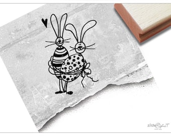 Stamp Easter stamp EASTER BUNNY with heart - motif stamp for Easter, Easter greetings, cards, gift tags, gift for children, Easter decorations