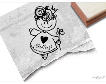 Stempel - Individueller Namensstempel personalisiert Prinzessin - Kinderstempel mit Name, Holzstempel, Geschenk für Kinder, Kita und Schule