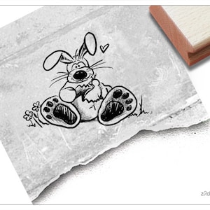 Stempel Osterstempel Hase mit Ei und Küken - Tierstempel zu Ostern, für Karten, Geschenkanhänger, Osterdeko, Scrapbook, Geschenk für Kinder