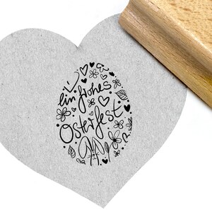 Sello de Pascua Sello de Pascua Huevo de Pascua con flores Conejitos de Pascua y texto - Sello con motivo Pascua, tarjetas, etiquetas de regalo, manualidades, decoración de Pascua, álbum de recortes