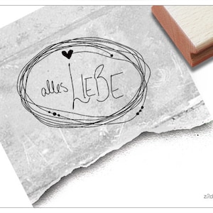 Stempel ALLES LIEBE in Handschrift - Textstempel für Glückwünsche zum Geburtstag, Karten, Briefe, Geschenkanhänger, Geschenk zur Hochzeit