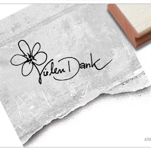 Sello Gracias con flor - sello de texto para agradecimiento, tarjetas y cartas, acción de gracias, regalo para invitados, manualidades, decoración de mesa, álbum de recortes