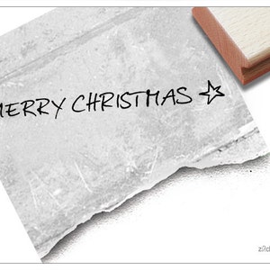 Stempel Weihnachststempel MERRY CHRISTMAS Handschrift - Typostempel zu Weihnachten, für Karten, Geschenkanhänger, Geschenk, Weihnachtsdeko