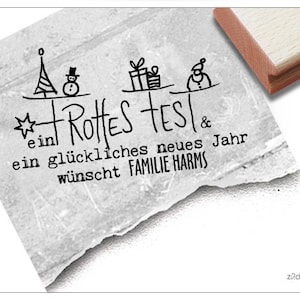 Stempel - Individuele kerststempel EEN HAPPY FESTIVAL & een gelukkig nieuwjaarswensen.. - gepersonaliseerd met naam, voor Kerstmis