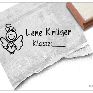 Timbro personalizzato con nome angelo - timbro personalizzato con nome e classe, timbro in legno o timbro automatico, regalo per bambini