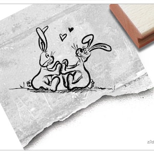 Stempel Osterstempel Verliebte HASEN - Tierstempel zu Ostern, für Ostergrüße, Karten und Geschenkanhänger, Osterdeko, Geschenk für Kinder