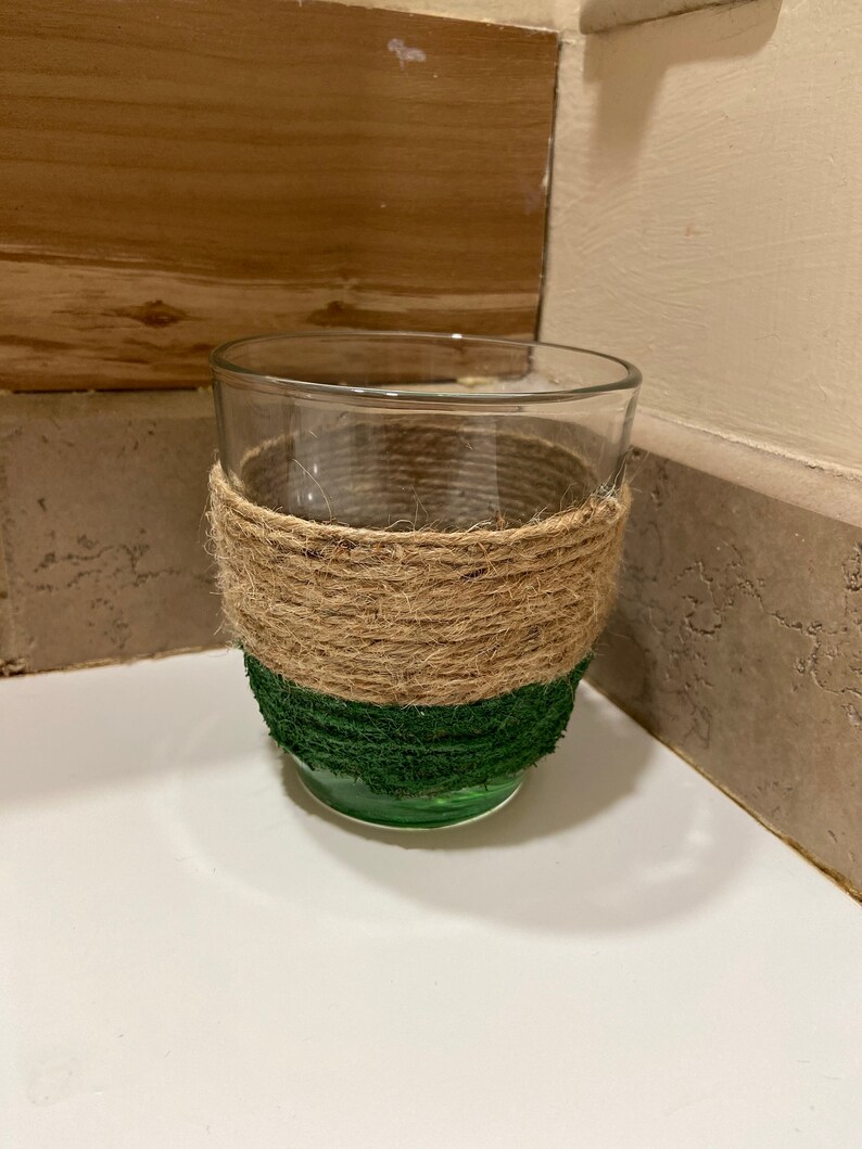 Glass /& Twine Candle Holder Farmhouse Inspired