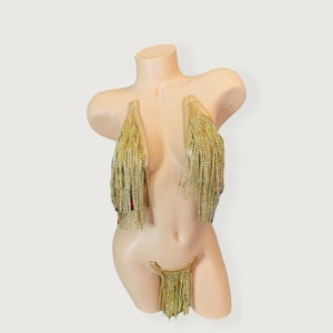 Sling shot one piece with fringe