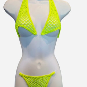 Yellow neon fishnet set