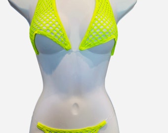 Yellow neon fishnet set