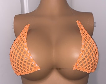 Neon orange fish net set