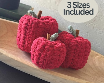 Crochet Apple Pattern Teacher Gift Apple Keychain Pattern Back To School Classroom Decor Pretend Food Fruit Plush Apple Bundle Play Food Set