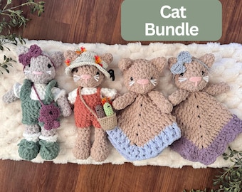 Cat Crochet Pattern Bundle Cat Doll & Lovey Crochet Patterns Amigurumi Cat Security Blanket Crochet Pattern Plush Kitty Crochet Pattern