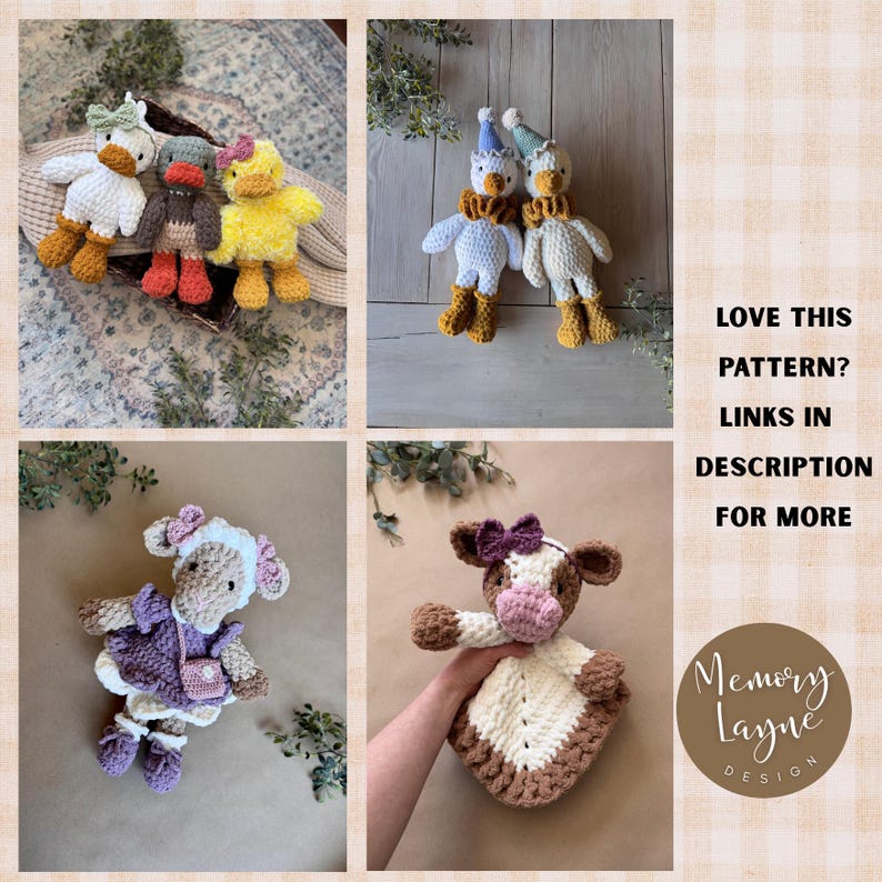 Crochet witch pattern collage showing color variations, customization ideas, and finished Halloween witch dolls.