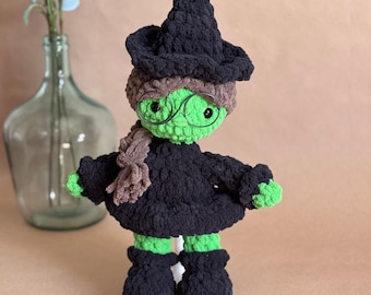 Green Witch Doll Crochet Pattern Witch Amigurumi Pattern Bad Witch Crochet Doll Halloween Pattern Low Sew Witch Plushie Crochet Pattern