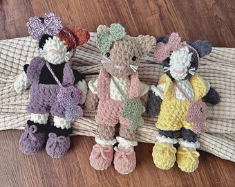 Cat Crochet Pattern Kitty Dress Up Girl Plush Doll Crochet Project Stuffed Animal Pattern Soft Toy Crochet Kitten Plushie Dress Up Friend