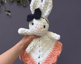 Girl Bunny Lovey Crochet Pattern Low Sew Rabbit Blanket Nursery Companion Baby Comfort Toy First Lovey Bedtime Buddy Crochet Lover Gift