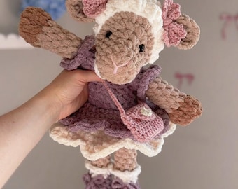 Crochet Lamb Pattern Low Sew Sheep Amigurumi Plushie Stuffed Animal Farm Nursery Decor Baby Lamb Crochet Doll Pattern Easy Crochet Project