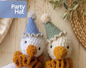 Crochet Party Hat Pattern Amigurumi Accessory Birthday Hat for Crochet Animals Plushie Dress Up Stuffed Animal Clothes Animal Accessory