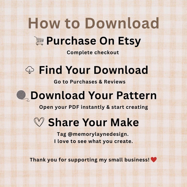 How to download your Etsy crochet pattern PDF with simple instructions for accessing your digital files.