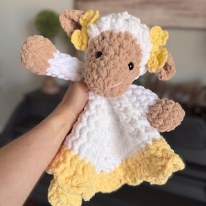 Crochet Lamb Snuggler Pattern Sheep Lovey Crochet Pattern Baby Blanket Cottage Nursery Decor Baby First Toy Farmhouse Nursery Decor