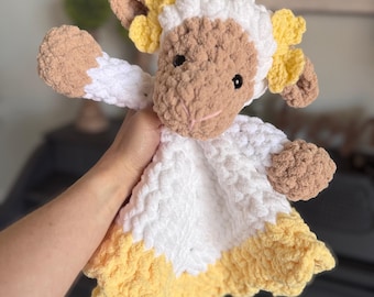 Crochet Lamb Snuggler Pattern Sheep Lovey Crochet Pattern Baby Blanket Cottage Nursery Decor Baby First Toy Farmhouse Nursery Decor