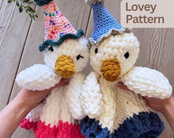 Goose Crochet Pattern Goose Lovey Crochet Stuffed Animal Low Sew Snuggler Silly Goose Security Blanket Baby Lovey Amigurumi Plushie Pattern
