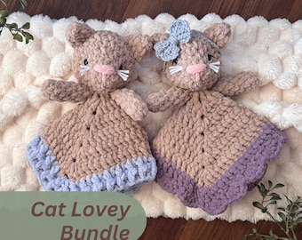 Cat Lovey Crochet Pattern Crochet Security Blanket Pattern Boy & Girl Cat Lovey Pattern Baby Lovey Pattern Plush Kitten Crochet Pattern