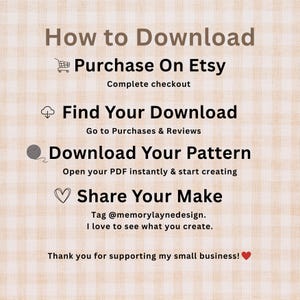 How to download crochet pattern graphic with Etsy digital download instructions.