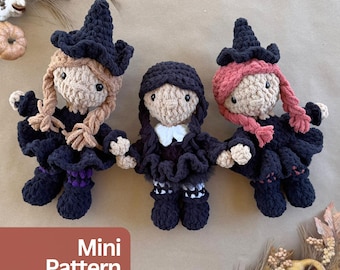 Mini Crochet Pattern Mini Witch Crochet Pattern Small Witch Crochet Pattern Witch Amigurumi Doll Pattern Halloween Witch Doll Pattern