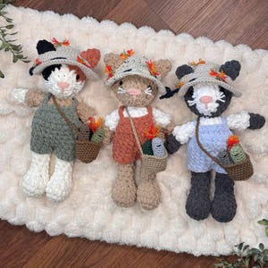 Crochet Cat Pattern No Sew Fisherman Cat Plush Pattern Boy Cat Crochet Pattern Stuffed Animal Cat Doll Pattern Fish Accessory Crochet Toy