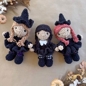 Patrón de mini ganchillo Patrón de mini bruja a crochet Patrón de bruja pequeña a crochet Patrón de muñeca amigurumi de bruja Patrón de muñeca de bruja de Halloween