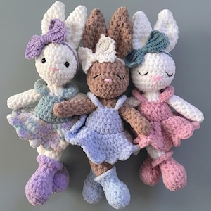 Rabbit Crochet Pattern Girl Bunny Plushie Pattern Soft Toy Pattern First Birthday Gift Woodland Nursery Stuffie Pattern Handmade Keepsake