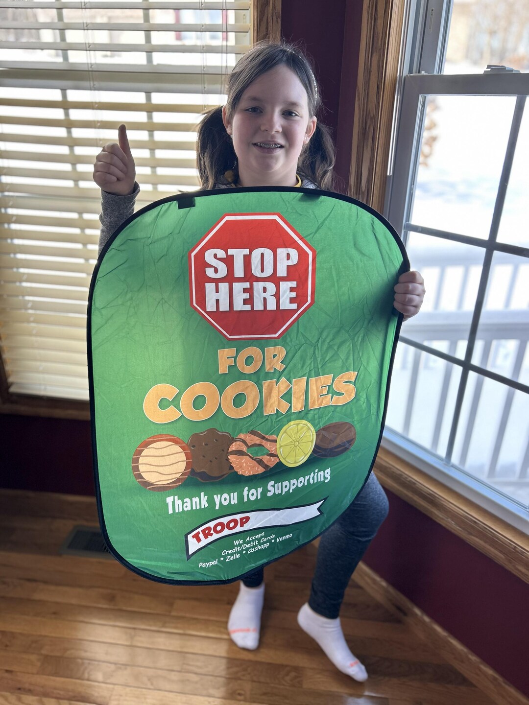 Girl Scout Customizable Stop Here for Cookies Green- Twist and Fold ...