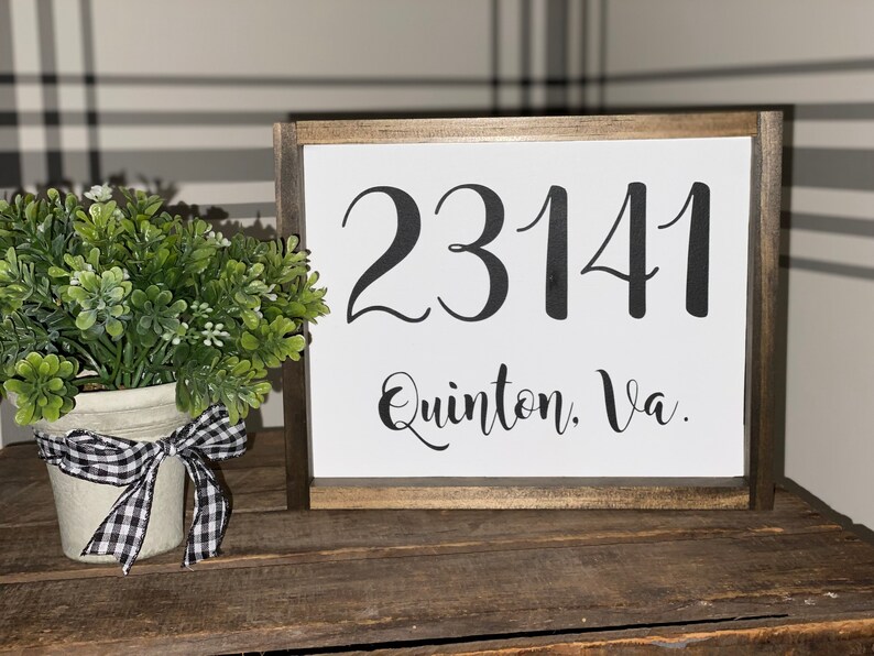 Zip Code Sign Zip Code Town City Farmhouse Home Decor Wood Etsy