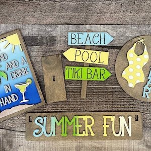 Interchangeable Wagon Set | Mini Signs| Shelf Sitter | Summer Decor | Interchangeable Holiday Decor | Tier Tray Decor | Farmhouse Decor
