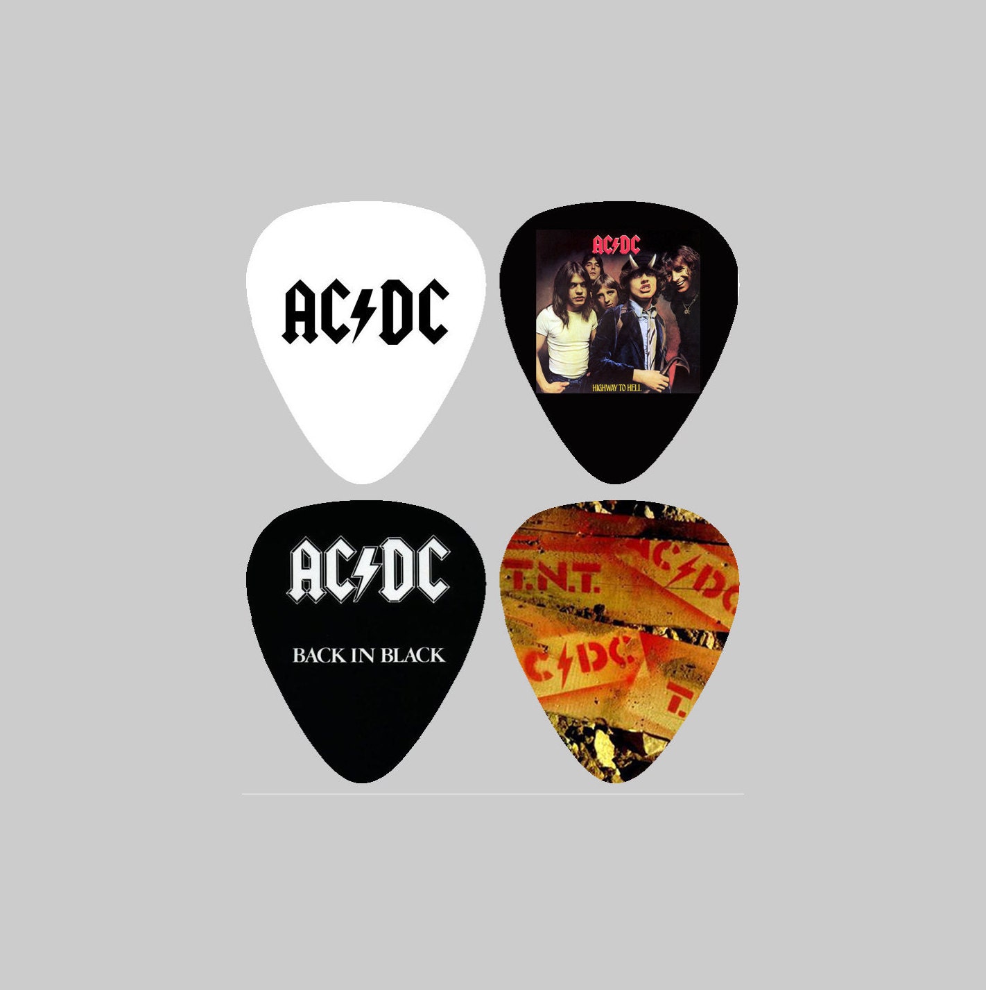 Ac Dc Guitar Pick Set Of 4 Etsy